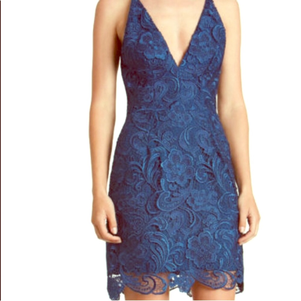Indigo French lace dress NWT